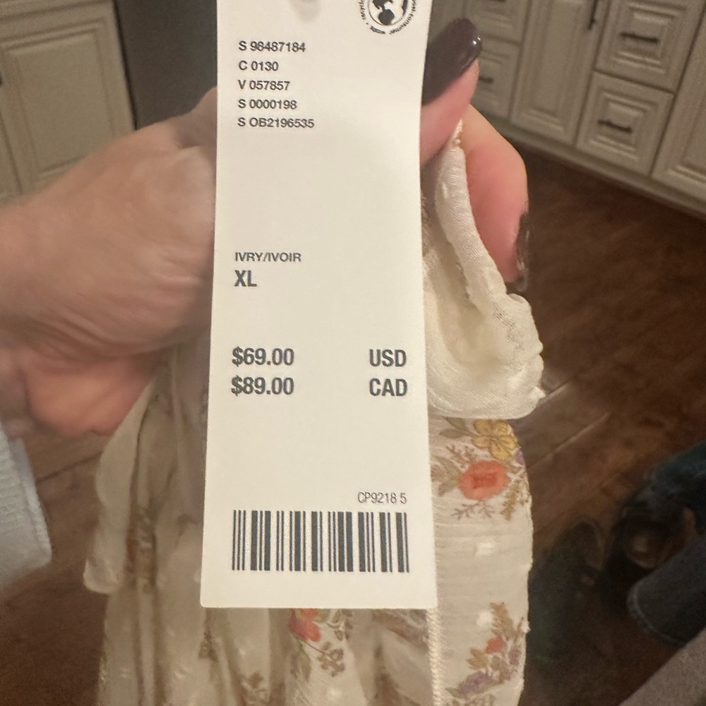 Urban Outfitters Cream Floral Long Sleeve‎ Dress XL NWT - Picture 2 of 5